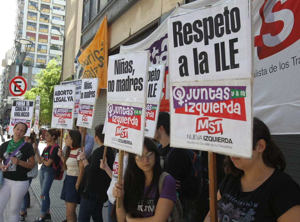Pro-choice activists protest in Buenos Aires, Argentina