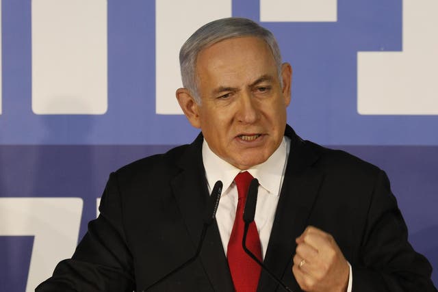 Israeli Prime Minister Benjamin Netanyahu speaks from his residency dismissing allegations against him a 'witch hunt' meant to topple him