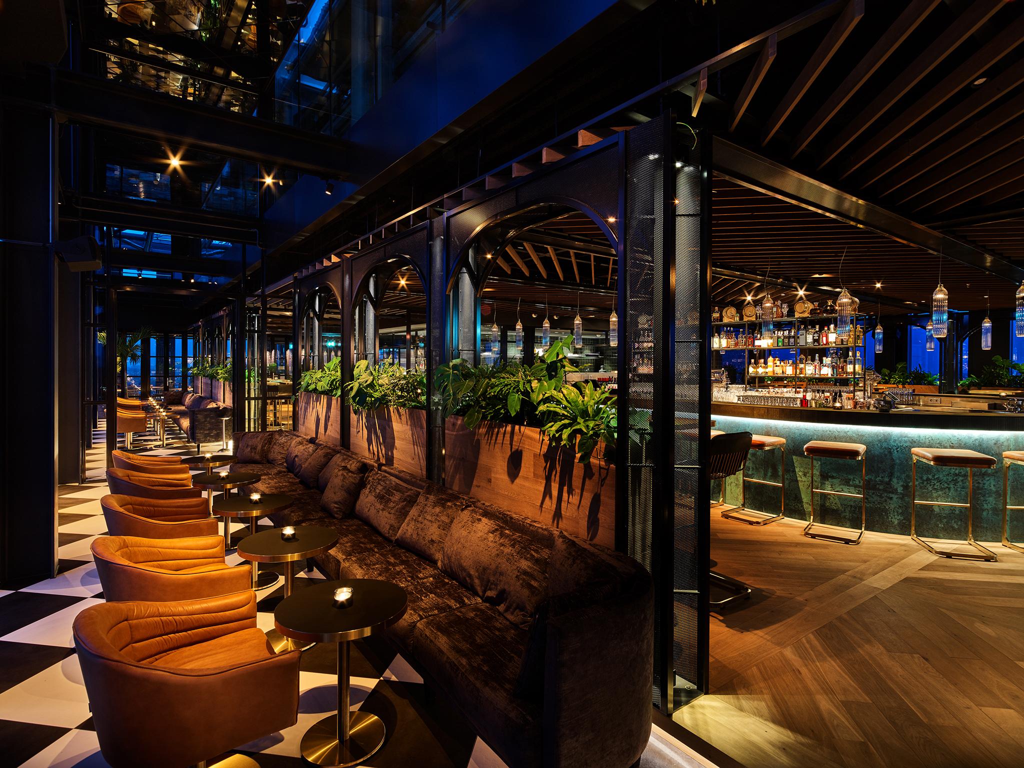 Eco-friendly: the top-floor restaurant in QO Amsterdam serves recycled cocktails