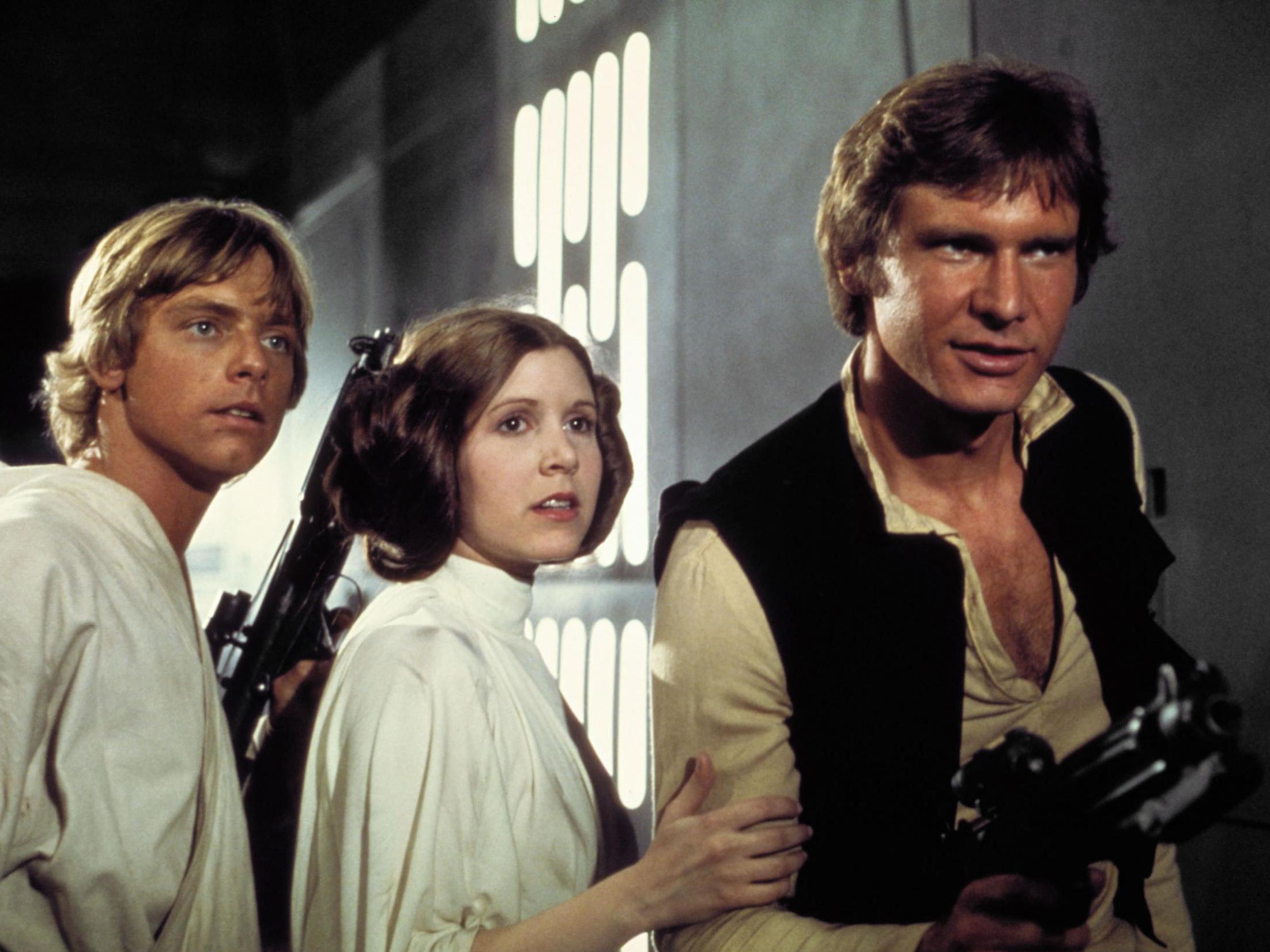 Alluring and fascinating to watch: Mark Hamill, Carrie Fisher and Harrison Ford in 1977’s ‘Star Wars’ (Rex)