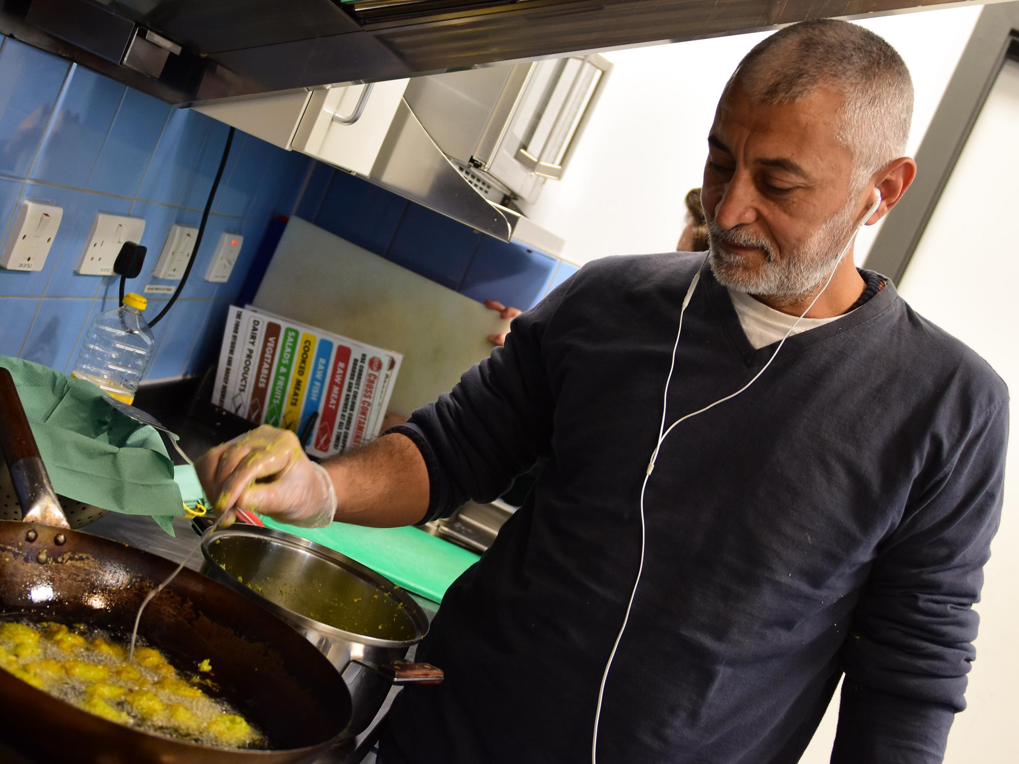 Osman frying his Egyptian falafel, which he says is different – and a little better – than Lebanese falafel