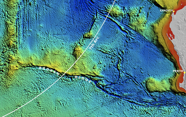 Search area: the so-called Seventh Arc shows the approximate possible locations of MH370