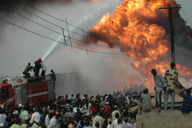 Another section of oil pipeline burst in a northern suburb of Lagos in 2008 killing at least 100 people