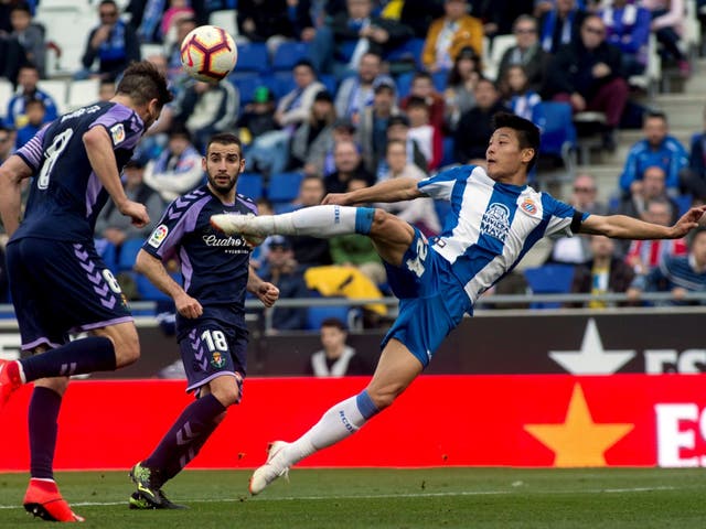 Wu Lei in action against Real Valladolid