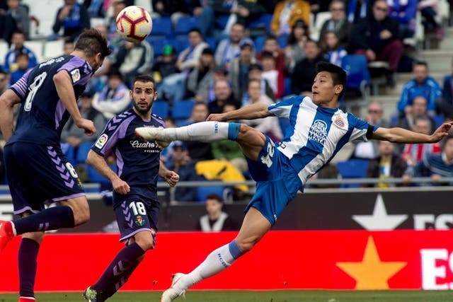 Wu Lei in action against Real Valladolid