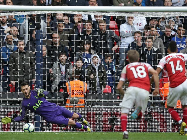 Hugo Lloris saved Pierre-Emerick Aubameyang's penalty to see Tottenham draw with Arsenal