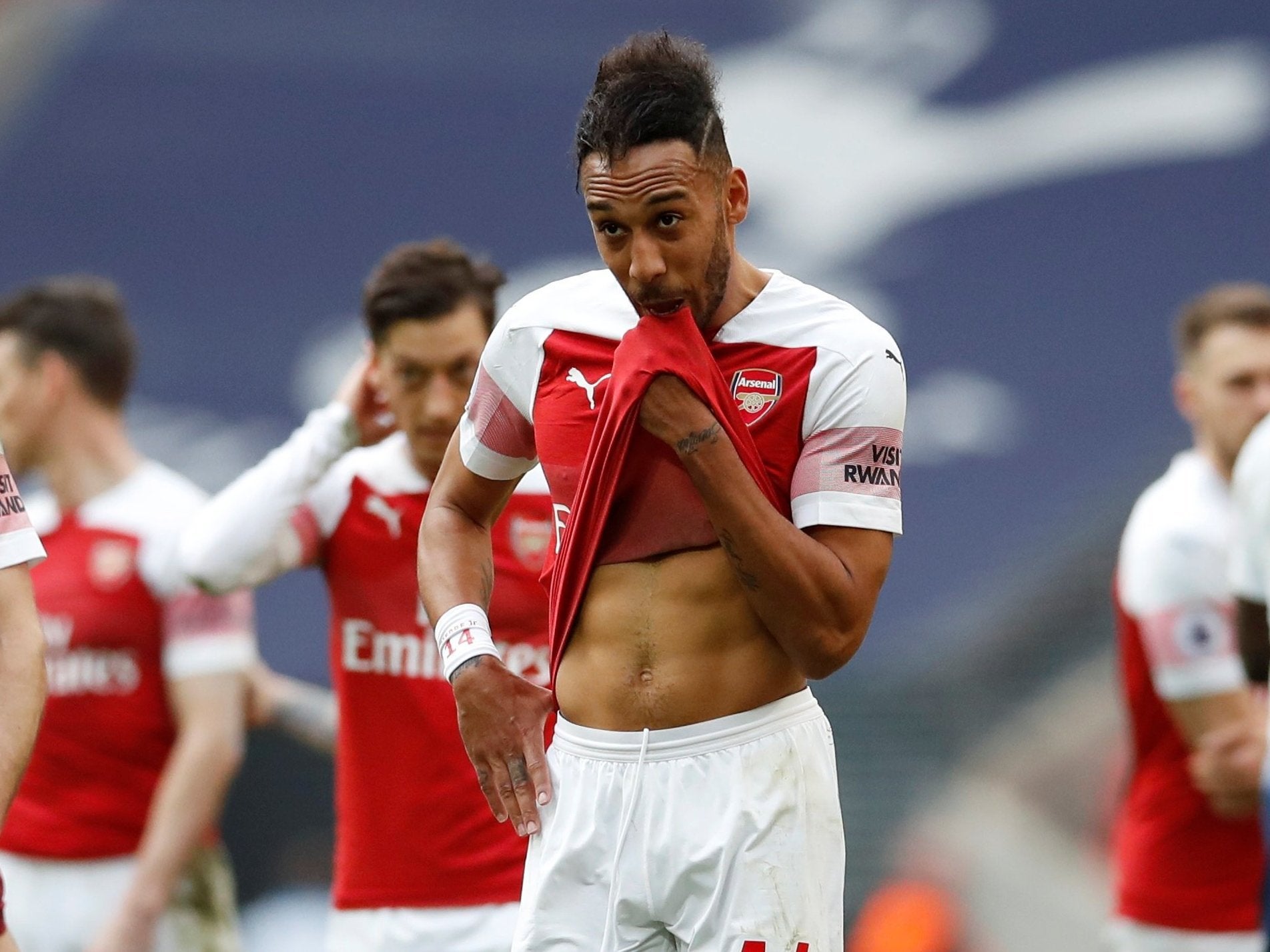 Pierre-Emerick Aubameyang missed a golden chance to secure Arsenal victory over Tottenham