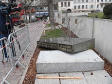 Synagogue memorial stone vandalised in antisemitic attack 