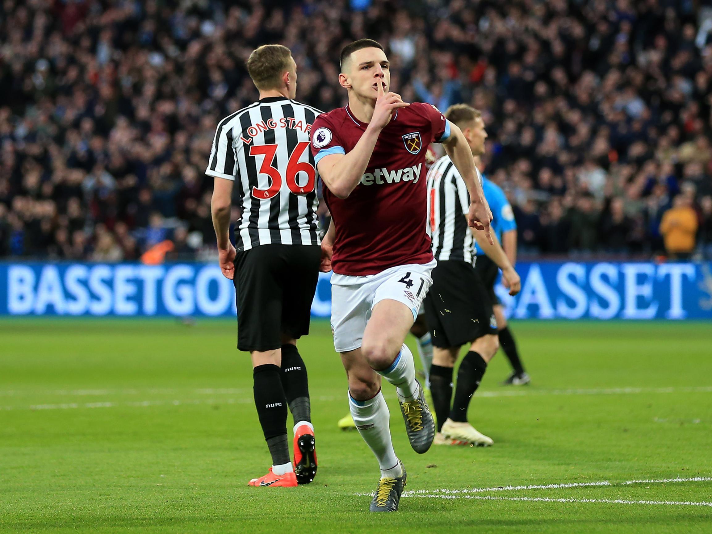 Declan Rice put West Ham ahead after just seven minutes