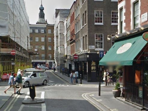 A crime scene has been set up at Romilly Street in Soho