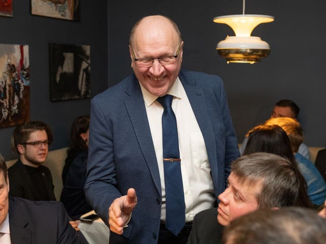 Mart Helme, chairman of the Estonian Conservative People's Party, known as EKRE, at an election rally in Tallinn