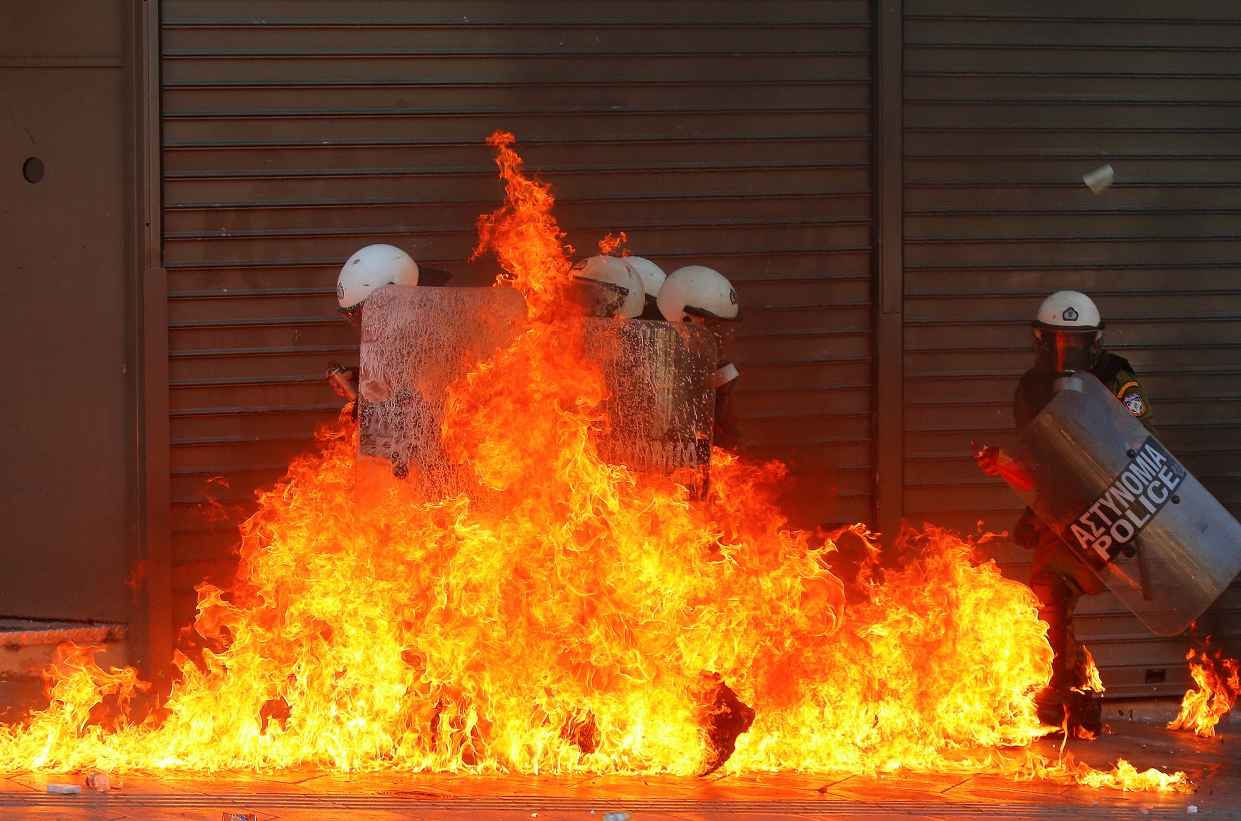 Petrol bombs in Syntagma Square, Athens in 2012