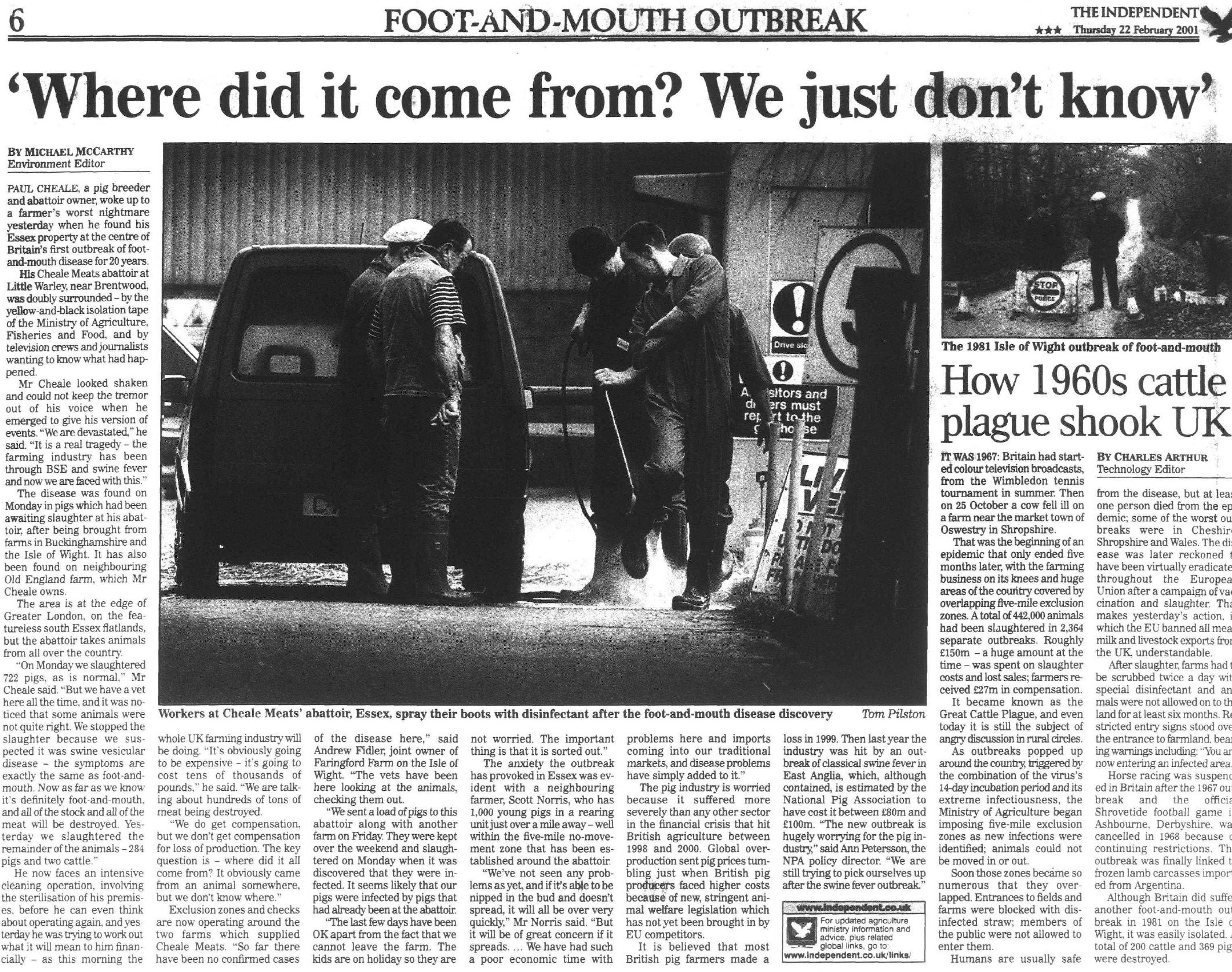 The Independent, page 6, 22 February 2001