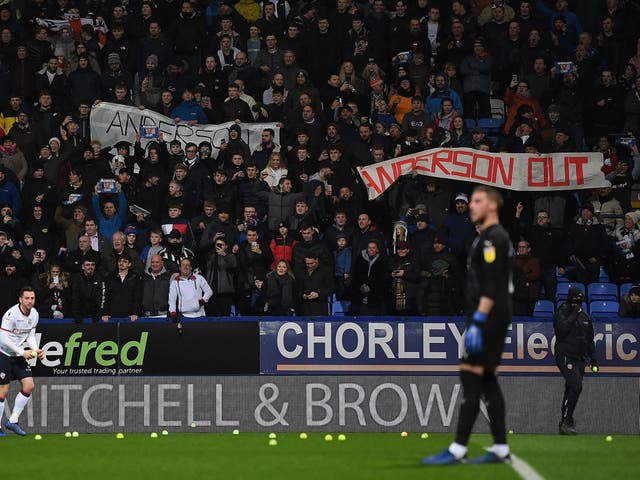 Bolton supporters protest against chairman Ken Anderson