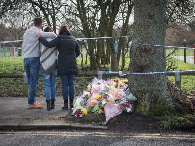 Flowers near the scene in London where Jodie Chesney, 17, was killed on Friday night