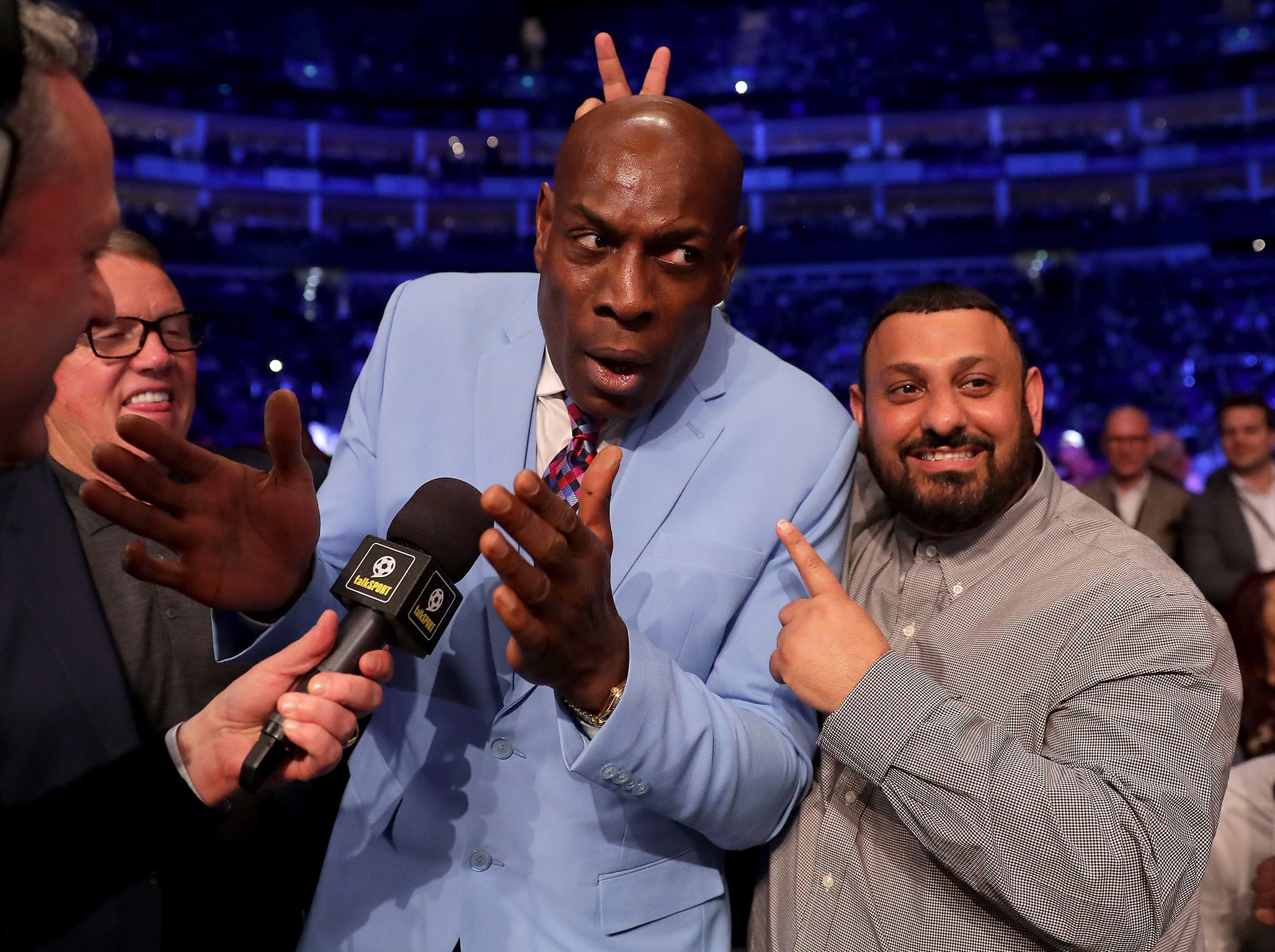 Frank Bruno was pictured looking fit and healthy at the DeGale vs Eubank fight