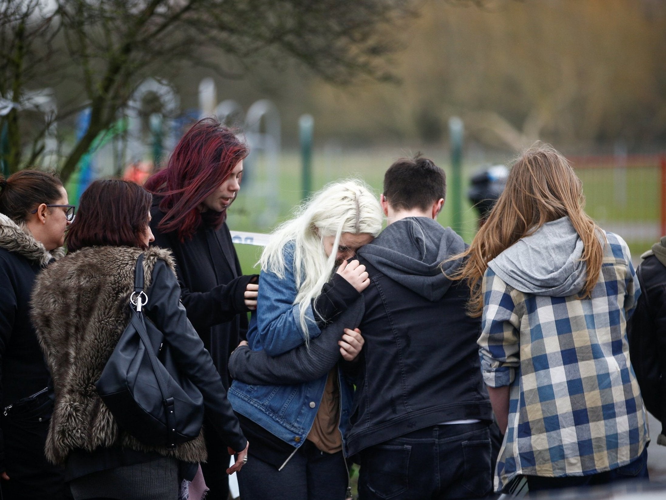 People visit the site near where 17-year-old Jodie Chesney was stabbed to death in Harold Hill, east London, on 1 March 2019.