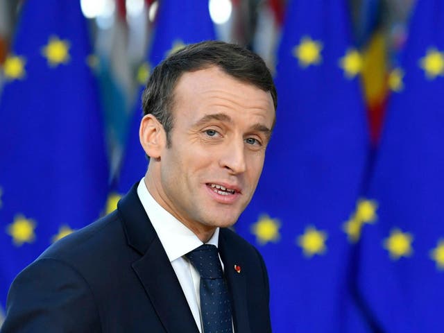 Macron at an EU meeting in Brussels