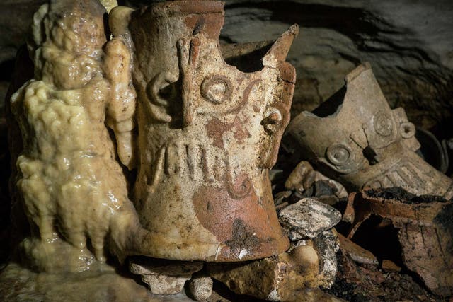 Ceramics in the newly-discovered cave at Chichen Itza