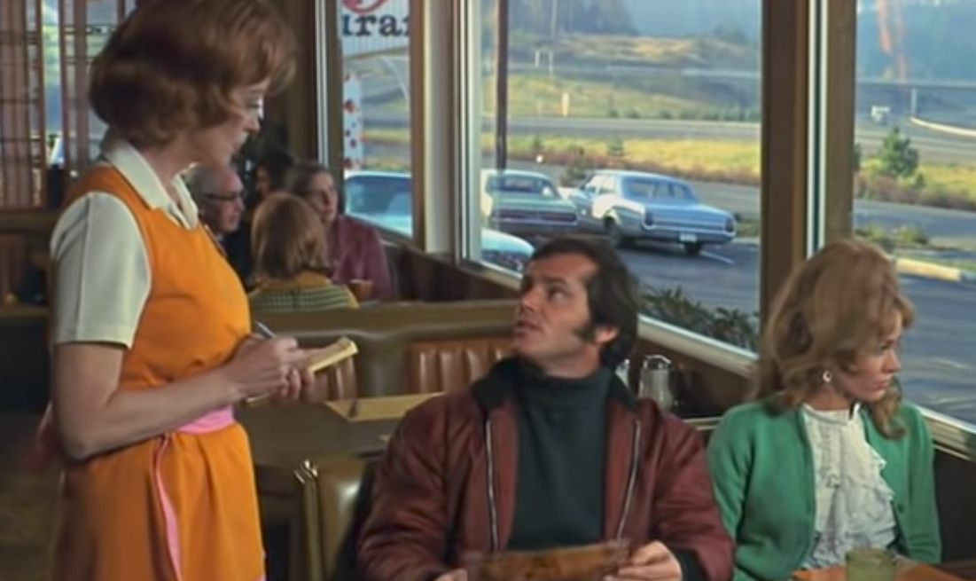Bobby Dupea (Jack Nicholson) tries to reason with a waitress in Five Easy Pieces