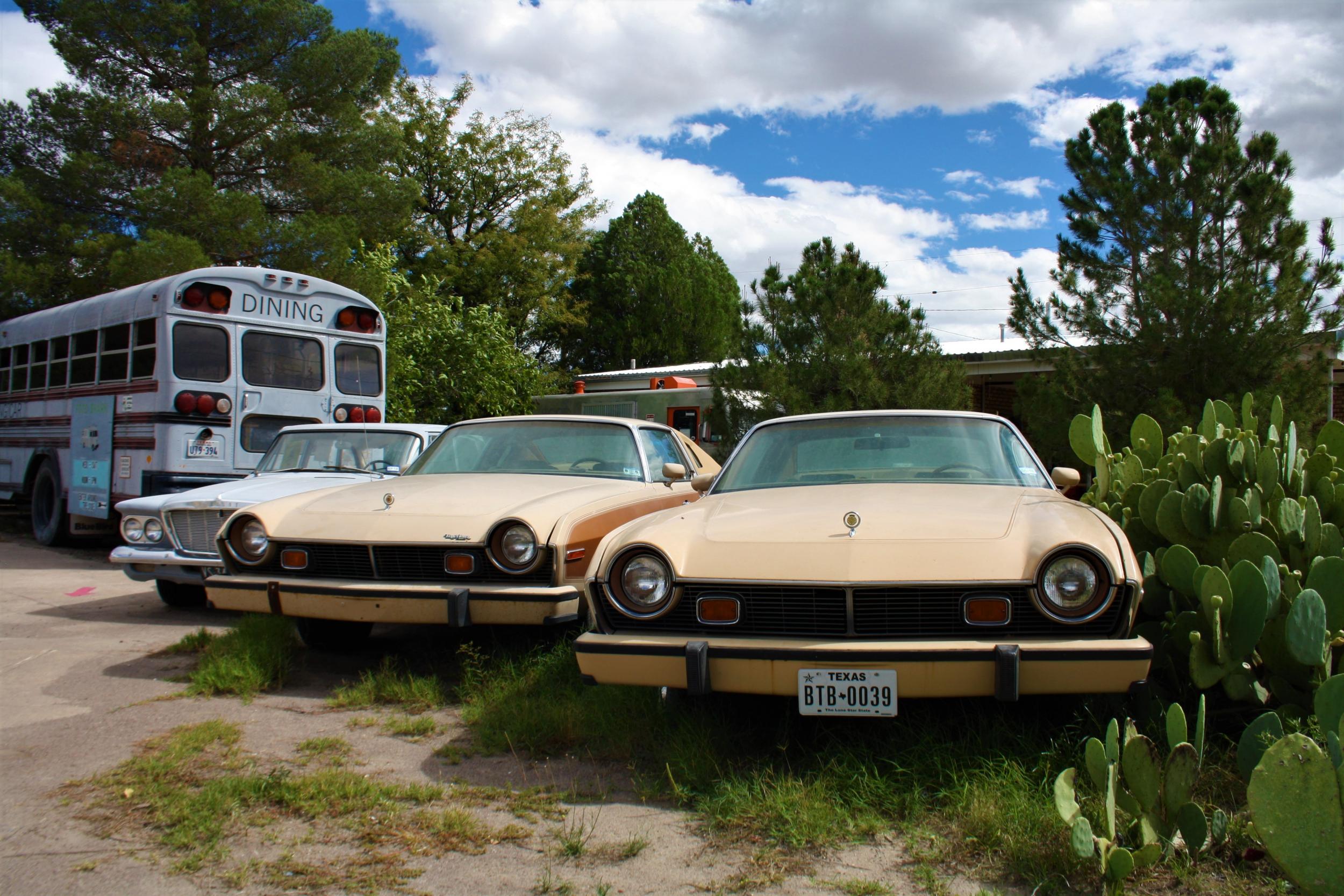 One of Marfa's food trucks has a collection of vintage cars