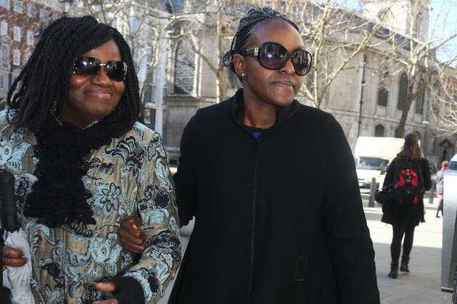 Fiona Onasanya (right) arriving at the Royal Courts of Justice yesterday