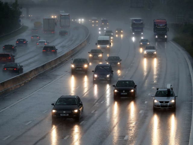 Drivers were warned to be careful as heavy rainfall forecast.