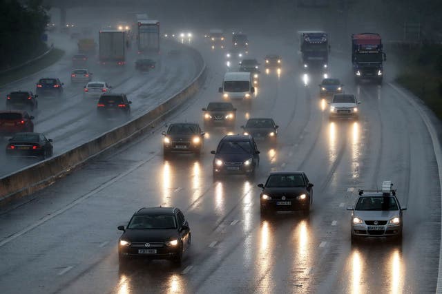 Drivers were warned to be careful as heavy rainfall forecast.