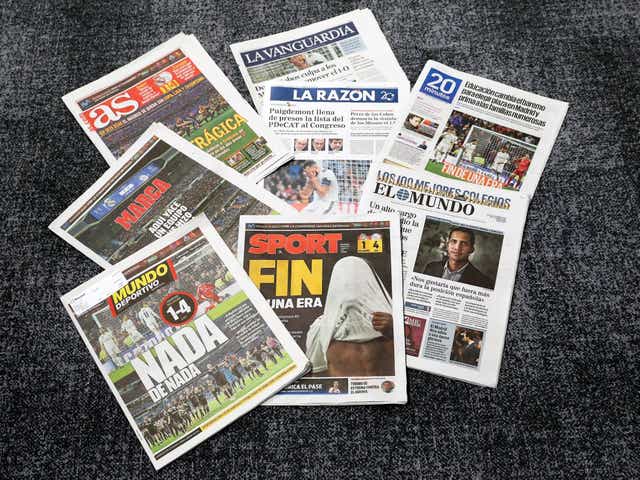 The Spanish daily newspapers have laid into Real Madrid for their Champions League exit