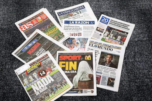 The Spanish daily newspapers have laid into Real Madrid for their Champions League exit
