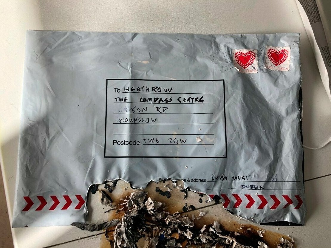 Met released photo showing suspect package sent to Heathrow after it ignited