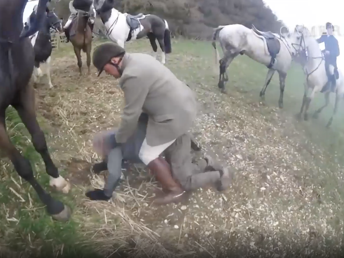 Hunters on horses scuffle with saboteurs: ‘You want a f****** fight?’