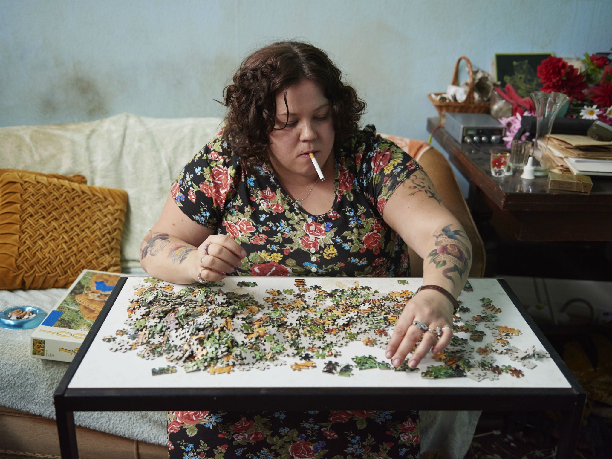 Billingham continually frames Liz (Ella Smith), sewing or putting together pieces of enormous jigsaw puzzles