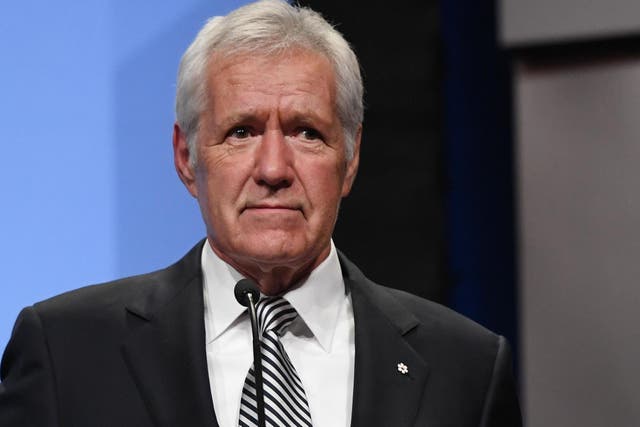 'Jeopardy!' host Alex Trebek speaks as he is inducted into the National Association of Broadcasters Broadcasting Hall of Fame during the NAB Achievement in Broadcasting Dinner at the Encore Las Vegas on 9 April, 2018 in Las Vegas, Nevada.