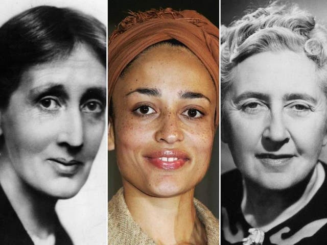 (Left to right) Virginia Woolf, Zadie Smith, and Agatha Christie 