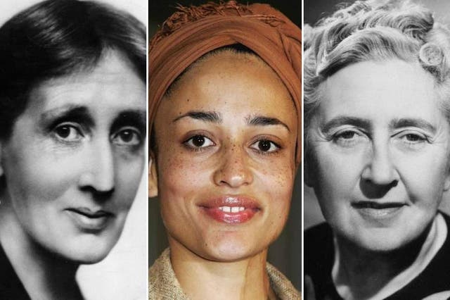 (Left to right) Virginia Woolf, Zadie Smith, and Agatha Christie 