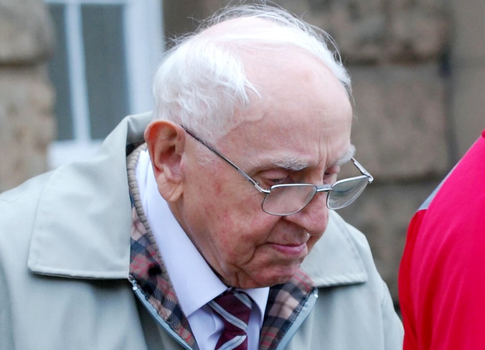 Former vicar and child abuser Charles Gordon Dickenson leaves Chester Crown Court after pleading guilty to eight counts of sexual assault