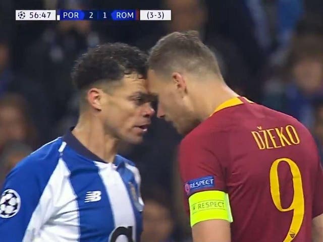 Dzeko and Pepe confront each other