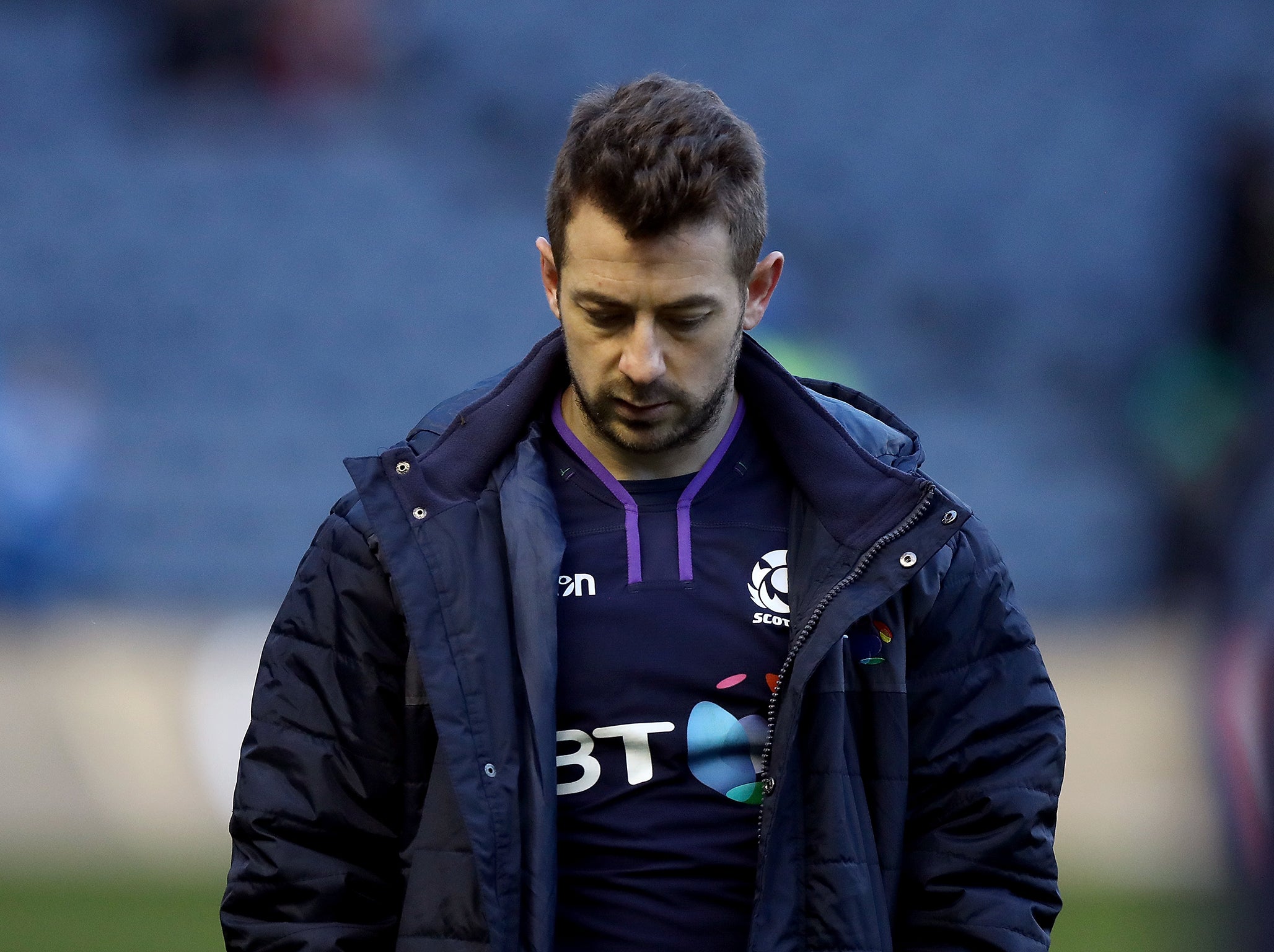 Greig Laidlaw of Scotland looks dejected a