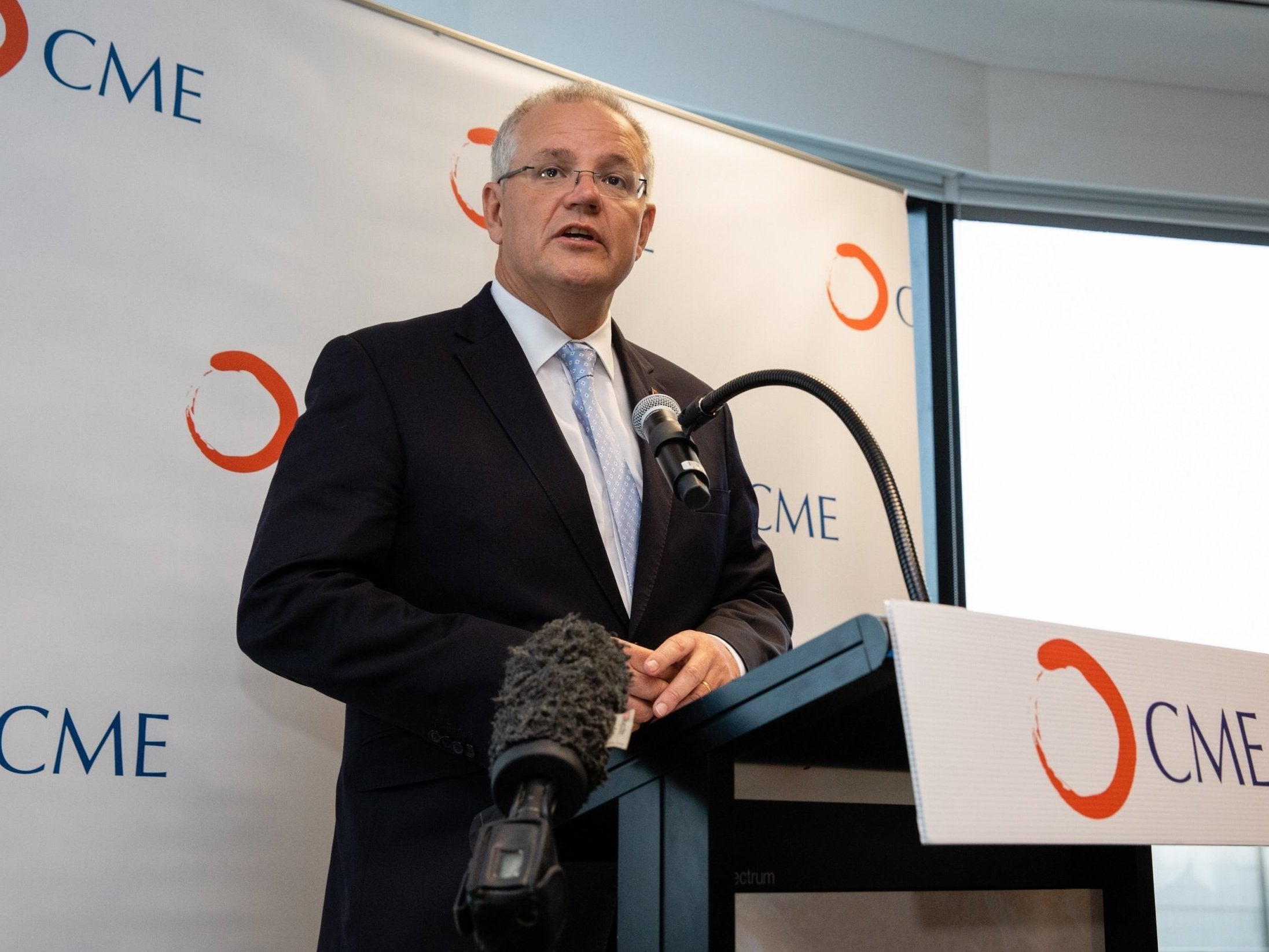 Australian prime minister Scott Morrison speaks at the Chamber of Minerals and Energy Western Australia's International Women's Day breakfast in Perth, Australia