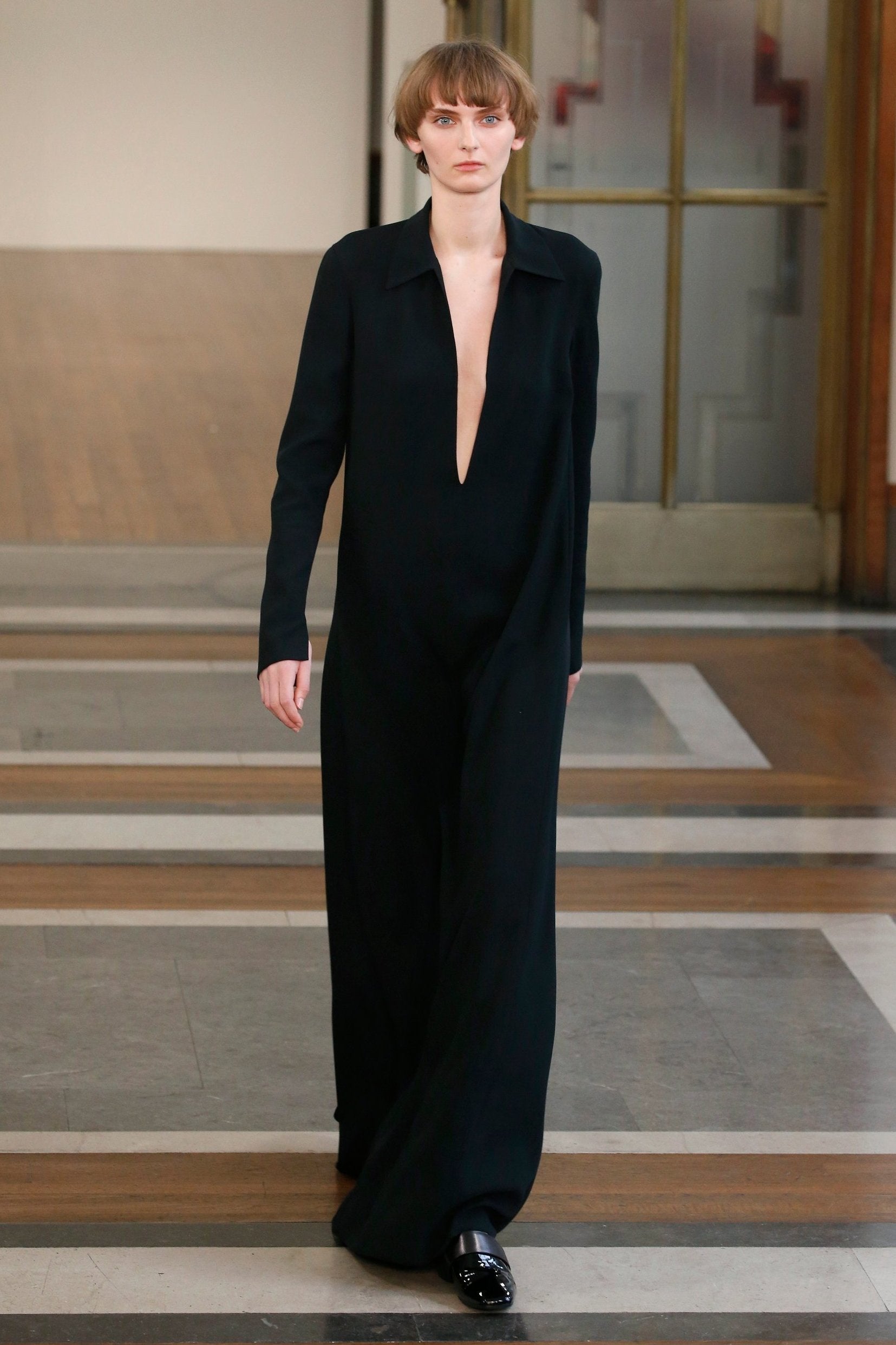Full-length black dresses were a prominent feature in Jasper Conran’s collection