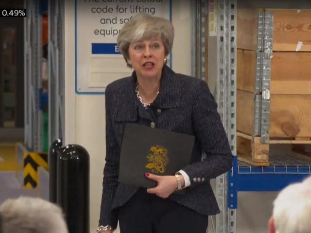 Theresa May responds to the complaint from ITV's Libby Wiener as she leaves the press conference