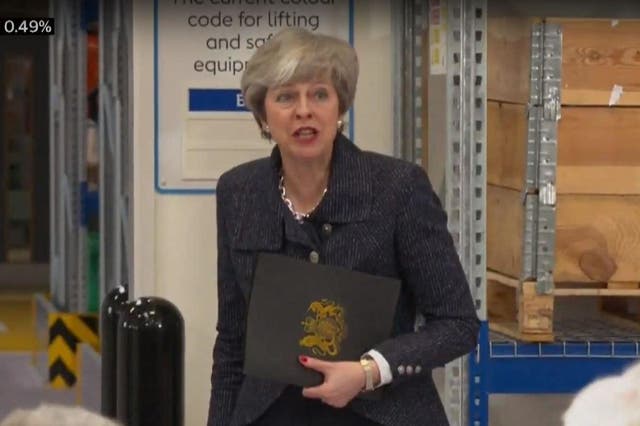 Theresa May responds to the complaint from ITV's Libby Wiener as she leaves the press conference