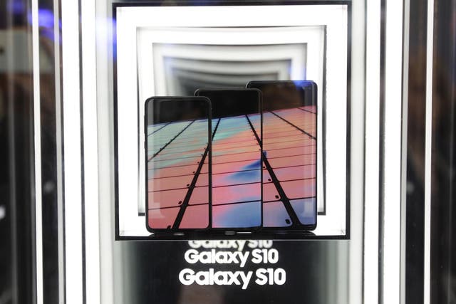 The new Samsung Galaxy S10 is displayed during the Mobile World Congress wireless show, in Barcelona