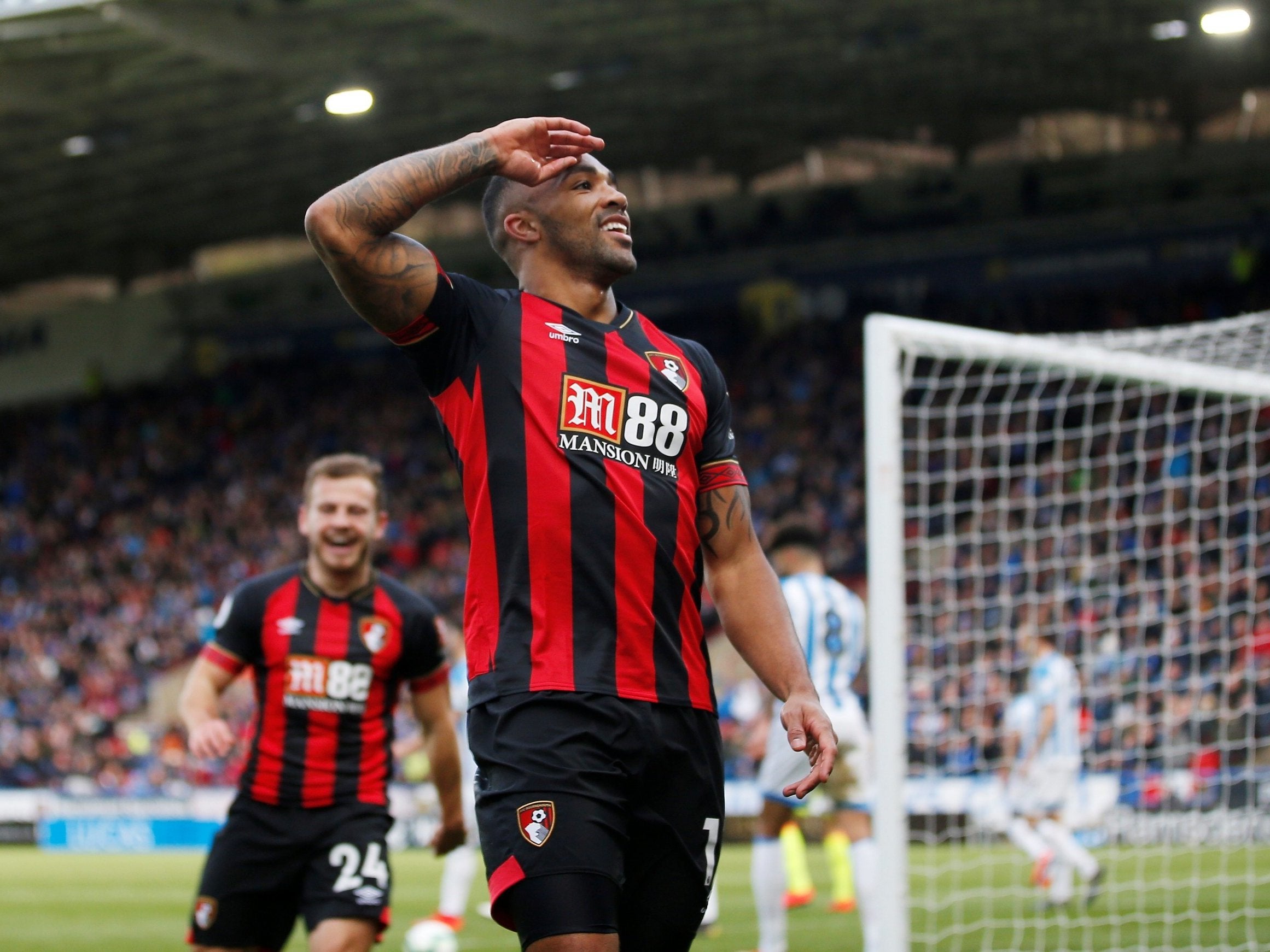Callum Wilson salutes the crowd after scoring the opener