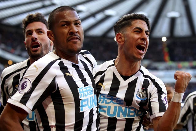 Newcastle United's Ayoze Perez celebrates scoring