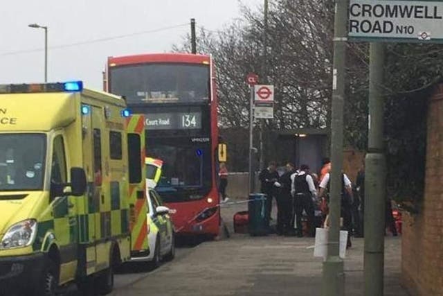 The victim was stabbed in the chest on the route 134 bus at Colney Hatch Lane.