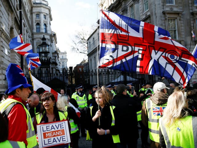 Brexit protesters demonstrate outside Downing Street in London