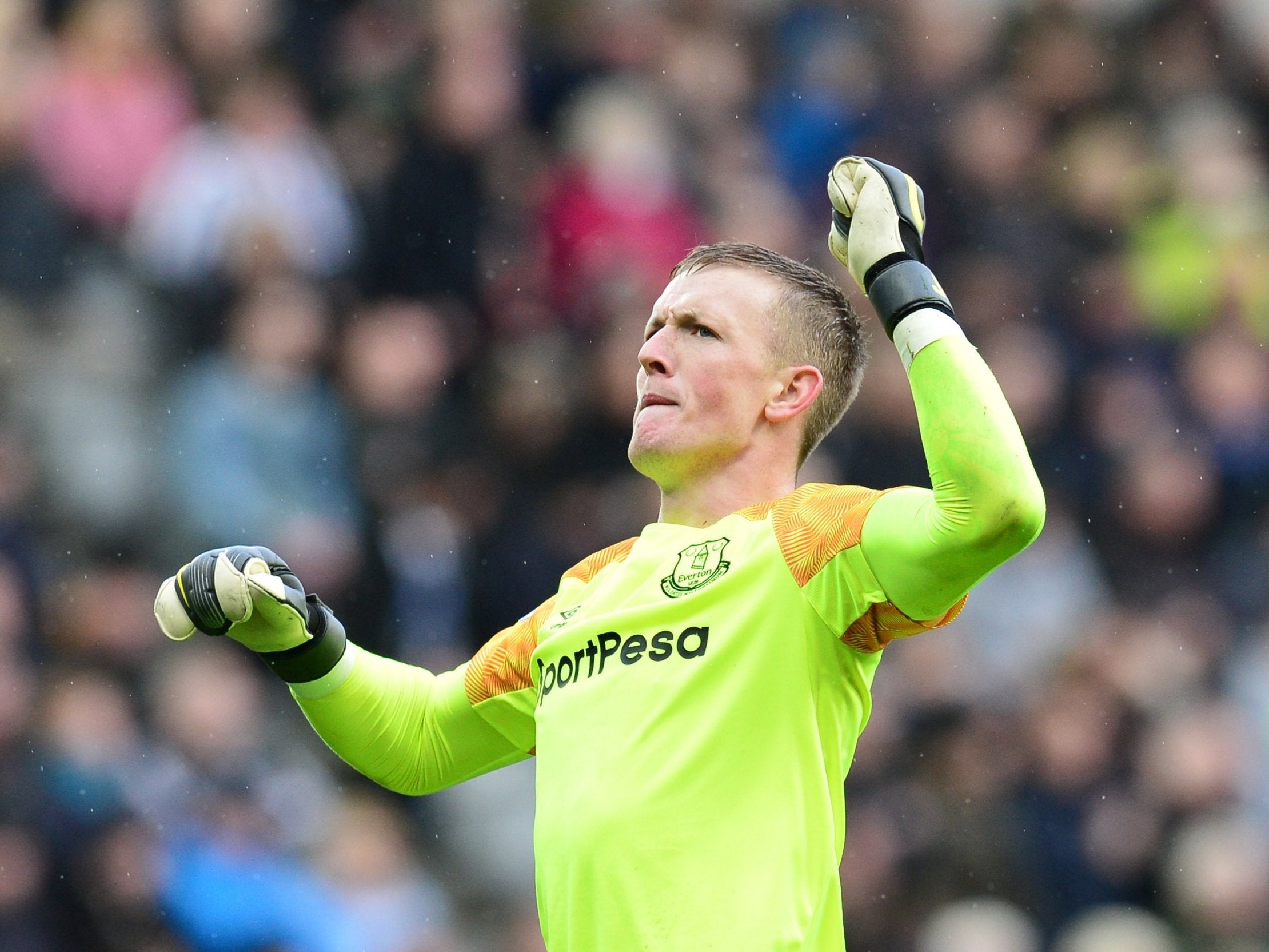 Jordan Pickford gestured towards the Newcastle supporters