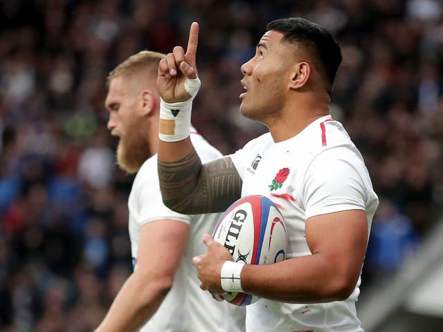 Manu Tuilagi scored two tries against Italy as England romped to victory